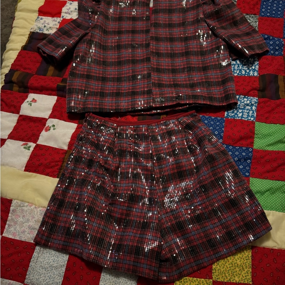 Glam Red and Black Plaid Romper - Picture 5 of 7